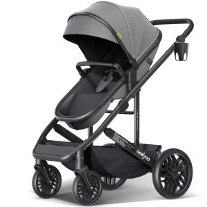 imageBassinet Stroller for Baby Convertible Infant Strollers w Reversible Seat ampamp Cup Holder 2in1 RearFacing Pram from Newborn to Toddler OneHand Easy Fold Coches para Bebes 516M GreyGrey