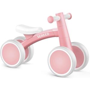 imageSEREED Baby Balance Bike for 1 Year Old Boys Girls 1224 Month Toddler Balance Bike 4 Wheels Toddler First Bike First Birthday GiftsPink New