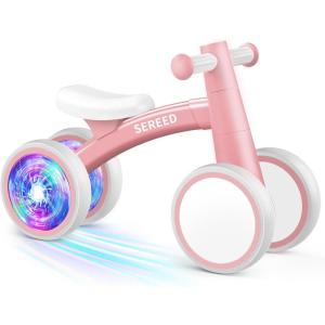 imageSEREED Colorful Lighting Baby Balance Bike Toys for 1 Year Old Boys Girls 1224 Month Toddler Balance Bike with 4 Silence Wheels First Birthday Gift PinkPink