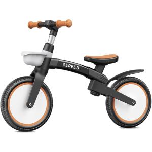 imageSEREED Toddler Balance Bike 2 Year Old 12 Inch Adjustable Kids Bike Toy with Basket Birthday Gift for Age 2 3 4 5 Boys Girls ToolFree Assembly No Pedal PinkBlack