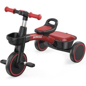 imageSEREED Tricycle for 25 Toddler Toys 23 Year Old Girl Boy Gifts Adjustable Toddler Bike Age 24 Birthday Gift RedRed