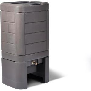 imageStep2 Lakewood Rain Barrel with Stand Outdoor Water Conservation Container Holds 60 Gallons Brown