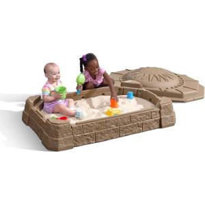 imageStep2 Naturally Playful Sandbox II Kids Sand Activity Sensory Play Pit Summer Outdoor Toys 7 Piece Water Toy Accessories for Toddlers 1 Years OldNaturally Playful Sandbox II
