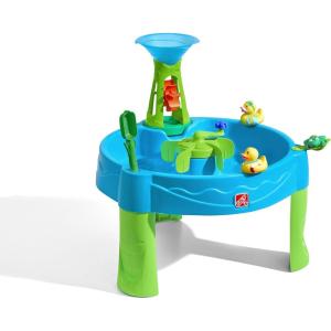 imageStep2 Summer Showers Splash Tower Water Table for Kids Outdoor Kids Water Sensory Table Ages 15 Years Old 8 Piece Water Toy Accessories Blue ampamp GreenDuck Dive Kids Water Table