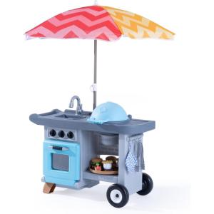 imageStep2 Grill ampamp Go BBQ Cart with Lights and Sounds for Kids Play Toy for Toddlers Ages 3 Years Old Durable Easy Assembly BlueGray