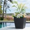 imageStep2 Tremont 20x24 Planter Large Planters for Outdoor Plants Gardening and Flower Pot for Patio or Porch Efficient Drainage Durable Plastic Black 2Pack