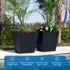 imageStep2 Tremont 20x24 Planter Large Planters for Outdoor Plants Gardening and Flower Pot for Patio or Porch Efficient Drainage Durable Plastic Black 2Pack