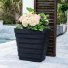 imageStep2 Wave 20x24 Planter Large Planters for Outdoor Plants Gardening and Flower Pot for Patio or Porch Efficient Drainage Durable Plastic Black 2Pack