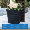 imageStep2 Wave 20x24 Planter Large Planters for Outdoor Plants Gardening and Flower Pot for Patio or Porch Efficient Drainage Durable Plastic Black 2Pack