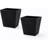 imageStep2 Tremont 20x24 Planter Large Planters for Outdoor Plants Gardening and Flower Pot for Patio or Porch Efficient Drainage Durable Plastic Black 2Pack