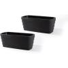 imageStep2 Wave Trough Planter Large Planters for Outdoor Plants Gardening and Flower Pot for Patio or Porch Efficient Drainage Durable Plastic Black 2Pack