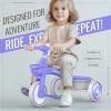 imageSEREED Colorful Lighting Toddler Tricycle for 25 Years Old Boys Girls Adjustable SeatampampHandlebar Trike Removable Basket Birthday Gift Idea for Kids Ages 2 PurplePurple