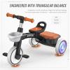 imageSEREED Colorful Lighting Toddler Tricycle for 25 Years Old Boys Girls Adjustable SeatampampHandlebar Trike Removable Basket Birthday Gift Idea for Kids Ages 2 PurpleBlack