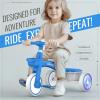 imageSEREED Colorful Lighting Toddler Tricycle for 25 Years Old Boys Girls Adjustable SeatampampHandlebar Trike Removable Basket Birthday Gift Idea for Kids Ages 2 PurpleBlue