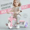 imageSEREED Colorful Lighting Toddler Tricycle for 25 Years Old Boys Girls Adjustable SeatampampHandlebar Trike Removable Basket Birthday Gift Idea for Kids Ages 2 PurplePink