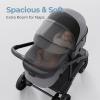 imagenewyoo Bassinet Stroller for Infant Nestro 516M Convertible BabyToddler Strollers w Reversible Seat ampamp Cup Holder Coches para Bebes 2in1 RearFacing Pram OneHand Quick Fold BlackGrey