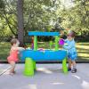 imageStep2 Rain Showers Splash Pond Water Table with Cover Kids Water and Sand Activity Sensory Playset Summer Outdoor Toys 13Piece Water Toy Accessories for Toddlers 15 Years Old Blue ampamp GreenRain Showers Splash Pond with Cover