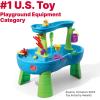 imageStep2 Rain Showers Splash Pond Water Table with Cover Kids Water and Sand Activity Sensory Playset Summer Outdoor Toys 13Piece Water Toy Accessories for Toddlers 15 Years Old Blue ampamp GreenRain Showers Splash Pond with Cover