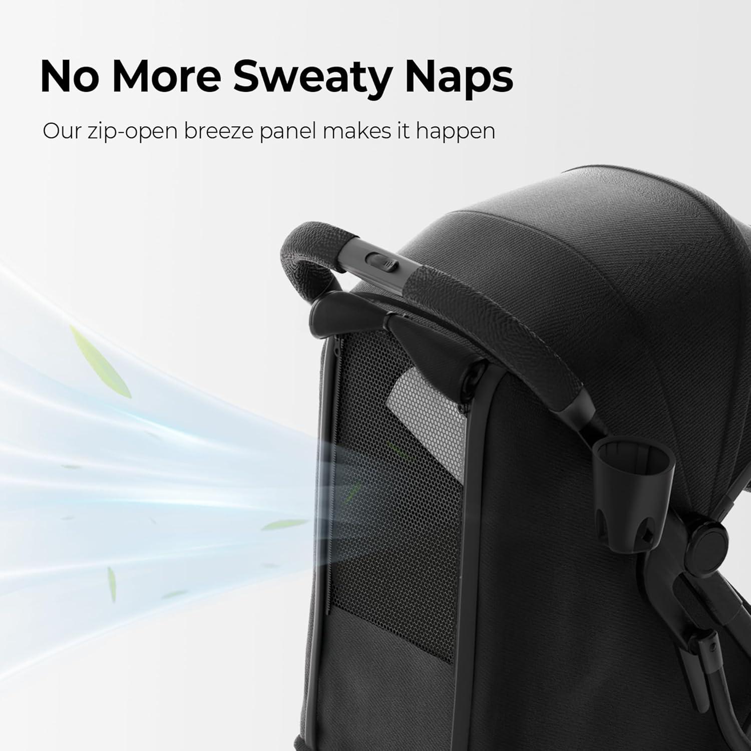 imagenewyoo GlideTow TR18M Compact Travel Stroller for Toddlers Lightweight ampamp Airplane Ready Stroller for BabyInfant w Telescoping Handle and Cup Holder OneHand Quick Fold Near Flat Recline Seat GrayBlack