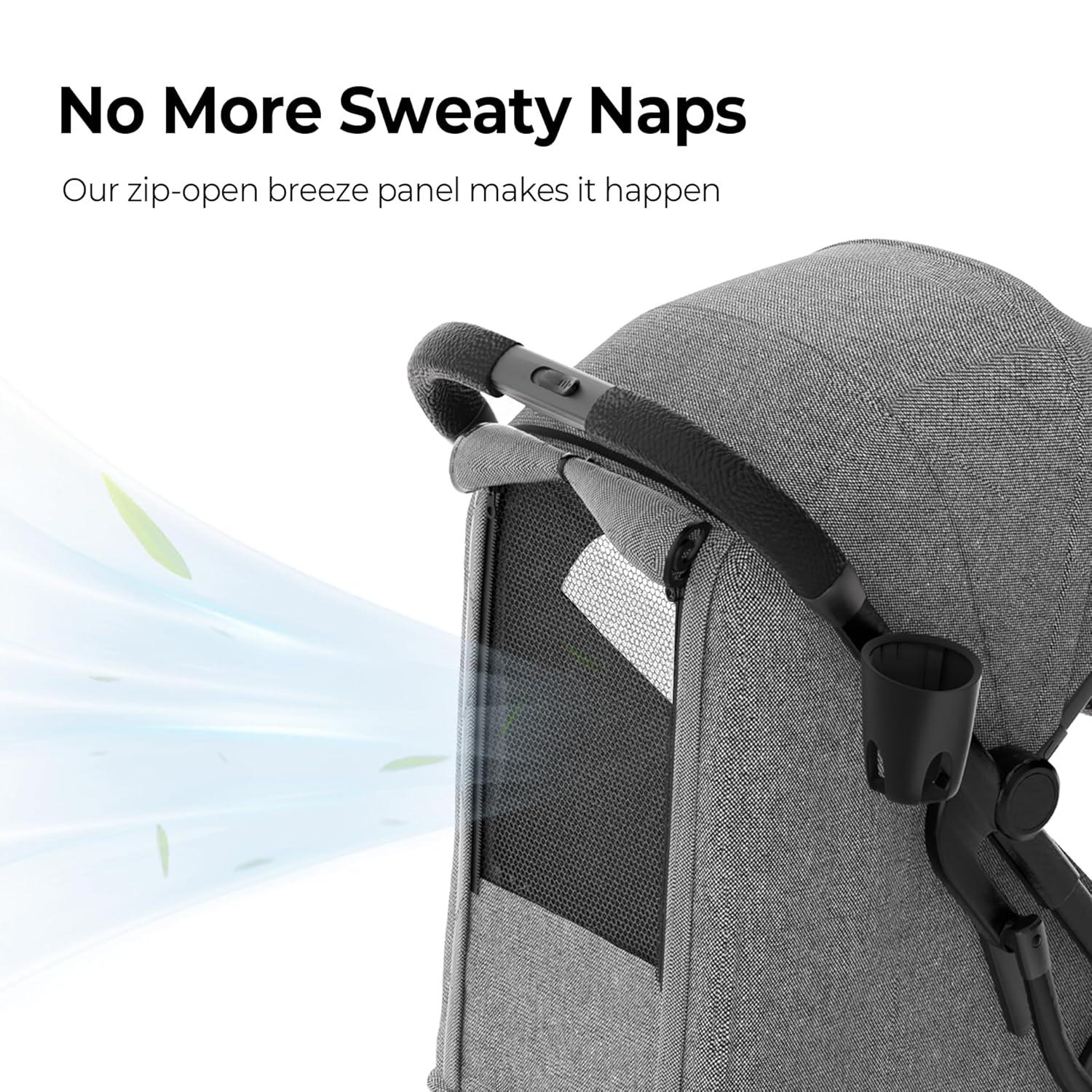 imagenewyoo GlideTow TR18M Compact Travel Stroller for Toddlers Lightweight ampamp Airplane Ready Stroller for BabyInfant w Telescoping Handle and Cup Holder OneHand Quick Fold Near Flat Recline Seat GrayGray