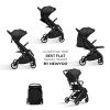 imagenewyoo GlideTow TR18M Compact Travel Stroller for Toddlers Lightweight ampamp Airplane Ready Stroller for BabyInfant w Telescoping Handle and Cup Holder OneHand Quick Fold Near Flat Recline Seat GrayBlack