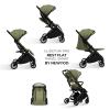 imagenewyoo GlideTow TR18M Compact Travel Stroller for Toddlers Lightweight ampamp Airplane Ready Stroller for BabyInfant w Telescoping Handle and Cup Holder OneHand Quick Fold Near Flat Recline Seat GrayGreen