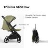 imagenewyoo GlideTow TR18M Compact Travel Stroller for Toddlers Lightweight ampamp Airplane Ready Stroller for BabyInfant w Telescoping Handle and Cup Holder OneHand Quick Fold Near Flat Recline Seat GrayGreen