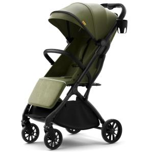 imagenewyoo GlideTow TR18M Compact Travel Stroller for Toddlers Lightweight ampamp Airplane Ready Stroller for BabyInfant w Telescoping Handle and Cup Holder OneHand Quick Fold Near Flat Recline Seat GrayGreen