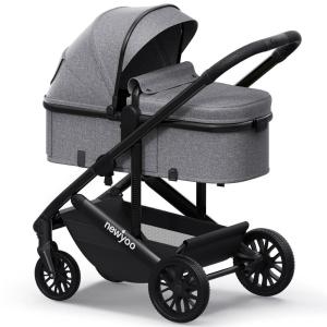 image:imagenewyoo Infant Stroller with Bassinet Mode Nestro 516M Convertible Baby Strollers with Reversible Seat amp Cup Holder Coches para Bebes 2in1 RearFacing Pram Warm TaupeGray