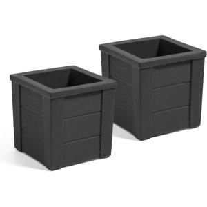 image:imageStep2 Lakewood Planter Box 2Pack Planters for Indoor or Outdoor Plants Gardening and Flower Pot for Patio or Porch Durable Plastic BlackBlack
