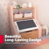 image:imageStep2 Harmony Toy Storage Box Wood and Plastic Shelves for Books Toy Storage Bin with Chalkboard Lid and Clip Easel and Toy Organizer in One WhiteRose Pink