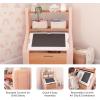 image:imageStep2 Harmony Toy Storage Box Wood and Plastic Shelves for Books Toy Storage Bin with Chalkboard Lid and Clip Easel and Toy Organizer in One WhiteRose Pink