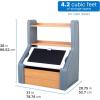 image:imageStep2 Harmony Toy Storage Box Wood and Plastic Shelves for Books Toy Storage Bin with Chalkboard Lid and Clip Easel and Toy Organizer in One WhiteSage Gray