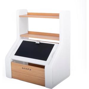 image:imageStep2 Harmony Toy Storage Box Wood and Plastic Shelves for Books Toy Storage Bin with Chalkboard Lid and Clip Easel and Toy Organizer in One WhiteWhite