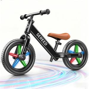 image:imageSEREED Toddler Balance Bike 2 Year Old No Pedal Kids Bicycle Toys for 25 Years Old ToolFree Adjustment Customize Plate with Stickers Gift for 23 Boys Girls Mint GreenBlack Lighting