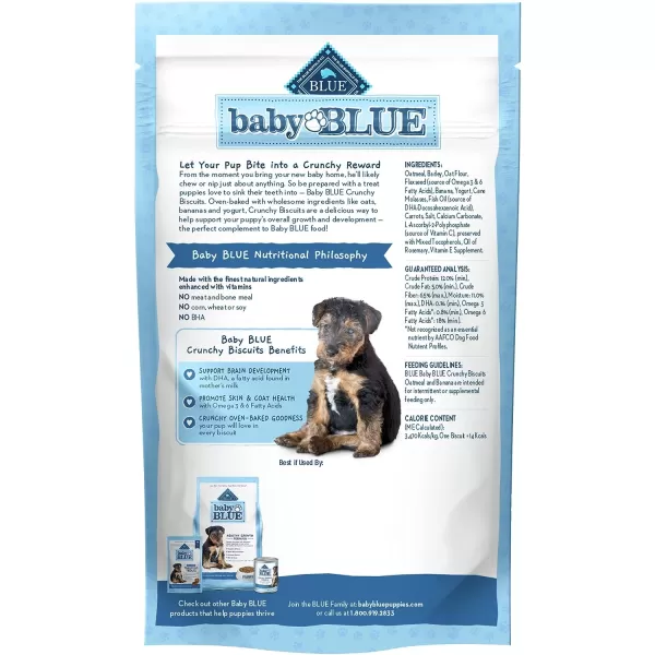 imageBlue Buffalo Baby BLUE Crunchy Biscuits Natural Puppy Dog Treat Biscuits Oatmeal amp Banana 8oz BagBlue Buffalo Baby BLUE Crunchy Biscuits Natural Puppy Dog Treat Biscuits Oatmeal amp Banana 8oz Bag
