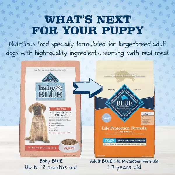 imageBlue Buffalo Baby BLUE Healthy Growth Formula Natural Large Breed Puppy Dry Dog Food Chicken and Brown Rice Recipe 24lbBlue Buffalo Baby BLUE Healthy Growth Formula Natural Large Breed Puppy Dry Dog Food Chicken and Brown Rice Recipe 24lb