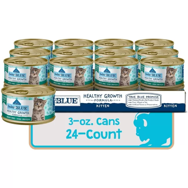 imageBlue Buffalo Baby Blue Healthy Growth Formula Grain Free High Protein Natural Kitten Pate Wet Cat Food Salmon Recipe 3oz Cans Pack of 24Chicken 3 Ounce Pack of 24