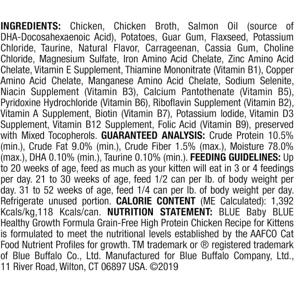 imageBlue Buffalo Baby Blue Healthy Growth Formula Grain Free High Protein Natural Kitten Pate Wet Cat Food Salmon Recipe 3oz Cans Pack of 24Chicken 3 Ounce Pack of 24