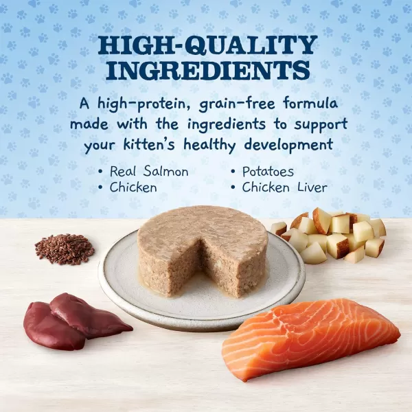 imageBlue Buffalo Baby Blue Healthy Growth Formula Grain Free High Protein Natural Kitten Pate Wet Cat Food Salmon Recipe 3oz Cans Pack of 24Salmon 3 Ounce Pack of 24