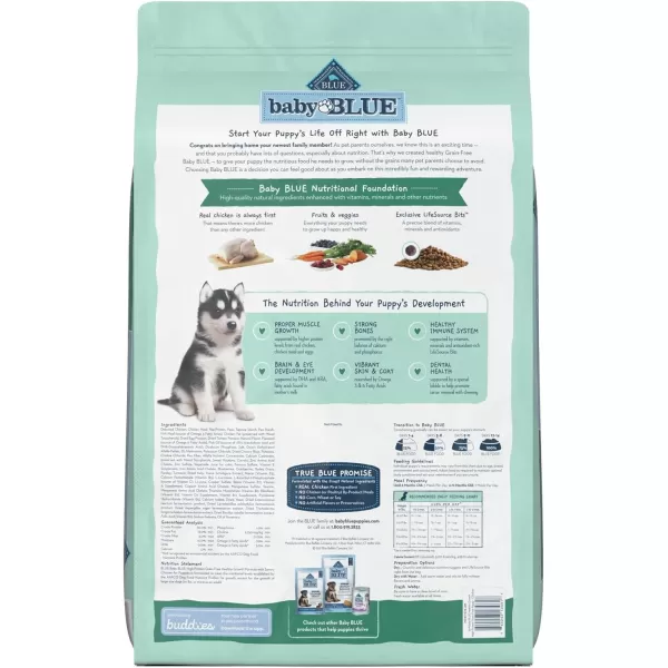 imageBlue Buffalo Baby Blue Healthy Growth Formula Grain Free High Protein Natural Puppy Dry Dog Food Chicken and Pea Recipe 4lb2000 Pound Pack of 1