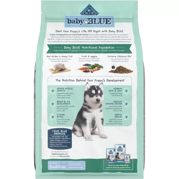 imageBlue Buffalo Baby Blue Healthy Growth Formula Grain Free High Protein Natural Puppy Dry Dog Food Chicken and Pea Recipe 4lb4 Pound Pack of 1