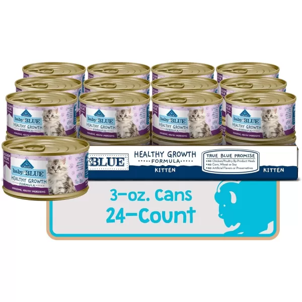 imageBlue Buffalo Baby Blue Healthy Growth Formula Natural Kitten Pate Wet Cat Food MultiPack Chicken Recipe 3oz 6 Count3 Ounce Pack of 24