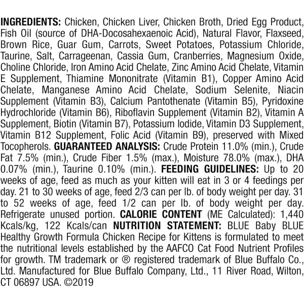 imageBlue Buffalo Baby Blue Healthy Growth Formula Natural Kitten Pate Wet Cat Food MultiPack Chicken Recipe 3oz 6 Count3 Ounce Pack of 24