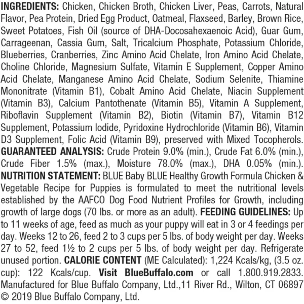 imageBlue Buffalo Baby Blue Healthy Growth Formula Natural Puppy Wet Dog Food Cup Chicken and Vegetable Recipe 35oz Cups Pack of 12Chicken amp Vegetable 35 Ounce Pack of 12