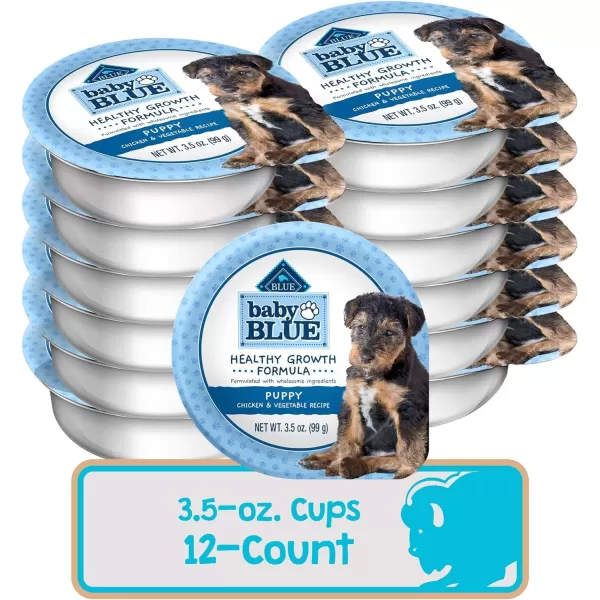 imageBlue Buffalo Baby Blue Healthy Growth Formula Natural Puppy Wet Dog Food Cup Chicken and Vegetable Recipe 35oz Cups Pack of 12Chicken amp Vegetable 35 Ounce Pack of 12