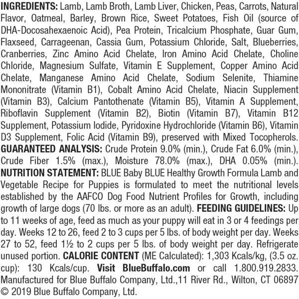 imageBlue Buffalo Baby Blue Healthy Growth Formula Natural Puppy Wet Dog Food Cup Chicken and Vegetable Recipe 35oz Cups Pack of 12Lamb amp Vegetable 35 Ounce Pack of 12