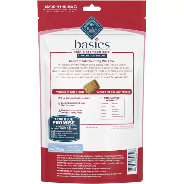 imageBlue Buffalo Basics Skin amp Stomach Care Biscuits Crunchy Dog Treats Salmon amp Potato 6oz BagBlue Buffalo Basics Skin amp Stomach Care Biscuits Crunchy Dog Treats Salmon amp Potato 6oz Bag