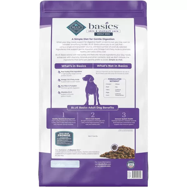 imageBlue Buffalo Basics Skin amp Stomach Care Grain Free Natural Adult Dry Dog Food Turkey amp Potato 24lbBlue Buffalo Basics Skin amp Stomach Care Grain Free Natural Adult Dry Dog Food Turkey amp Potato 24lb