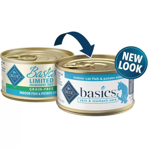 imageBlue Buffalo Basics Skin amp Stomach Care Grain Free Natural Adult Pate Wet Cat Food Indoor Duck 3oz cans Pack of 24Fish